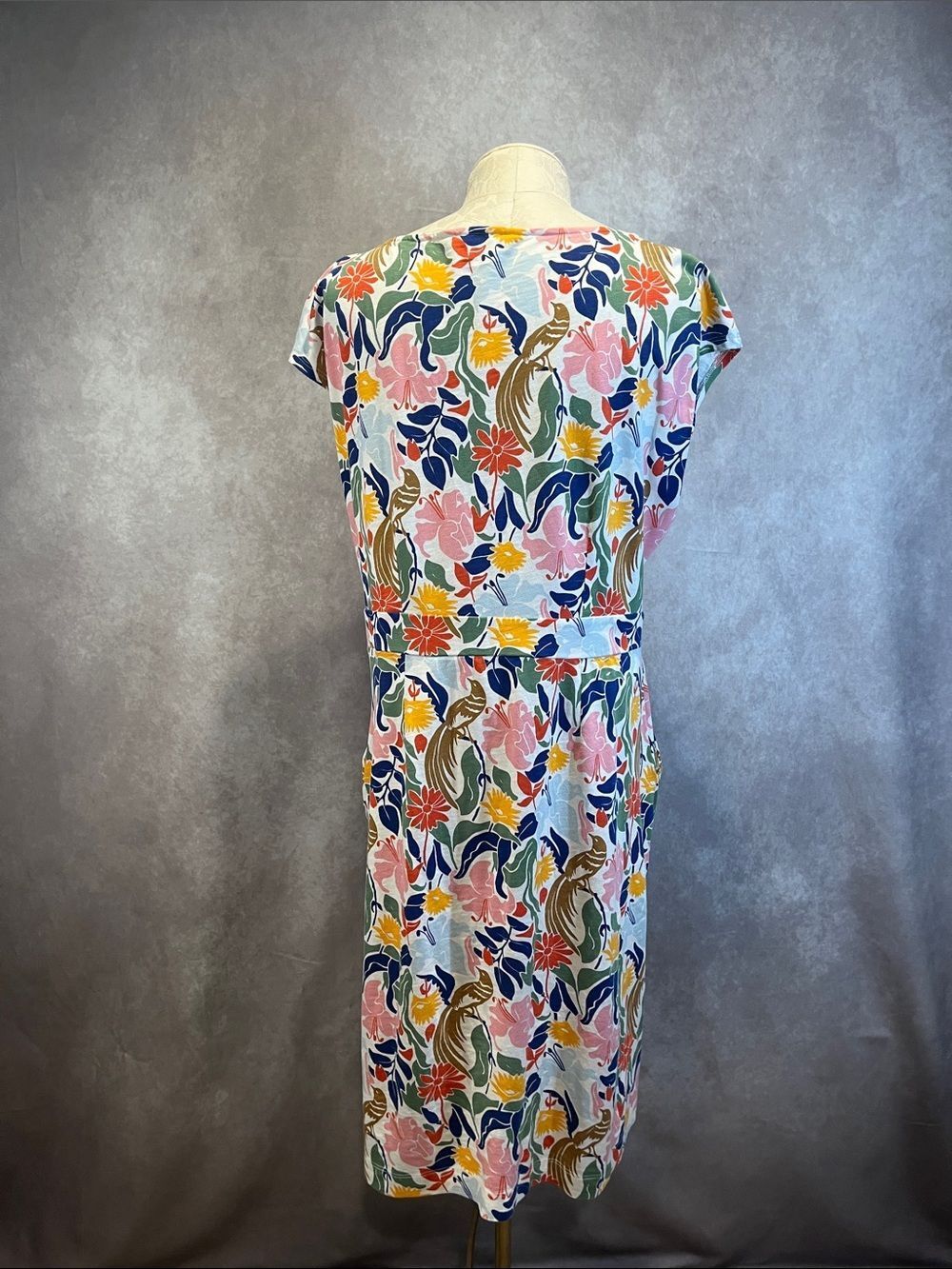 Boden Multicolor Floral Midi Dress - Pink, Blue & Yellow - Picture 5 of 9